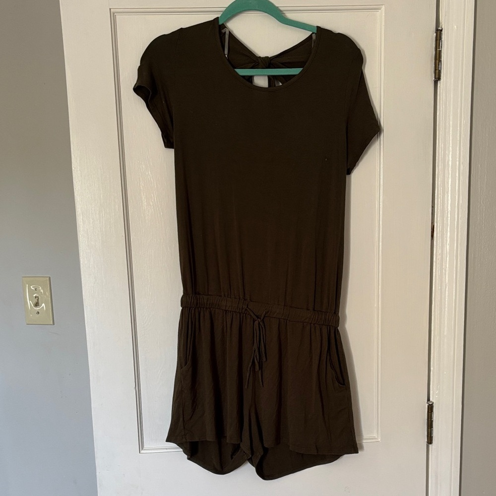 12 Pm By Mon Ami Dark Brown Tie-Back Romper